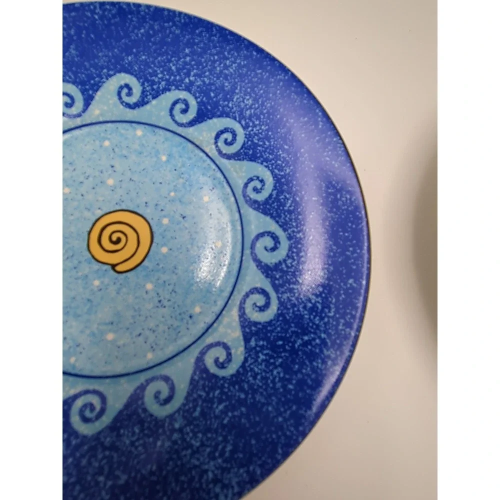 Sango 2 Small Plates Pisces Artist Sue‎ Zipkin Vibrant Blues Beach Shell Summer